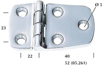 Hængsel 38 x 74mm støbt rustfrit stål