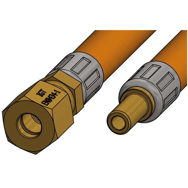 Gasslange 1,2 meter ender: Ø8 mm rør + 8 mm studs