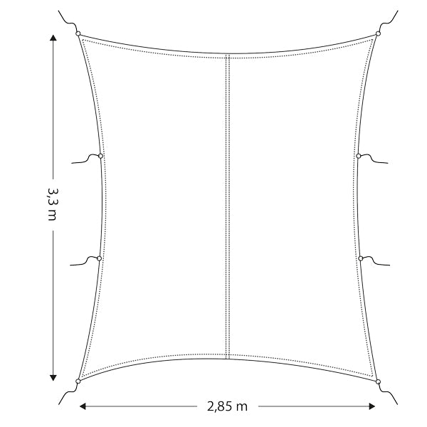 Cockpit solsejl rektangulær 2,85 x 3,3m