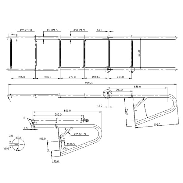 Brostige 6 trin RF 304 teleskop 88-200cm bredde 40cm