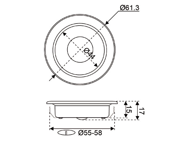 LED forsænket aluminium downlight 61 mm