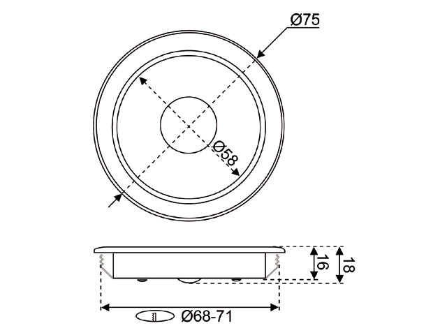 LED forsænket aluminium downlight 75 mm