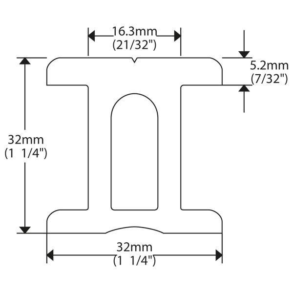 I-skinne 32mm, 2,0 meter