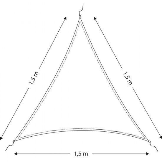 Cockpit solsejl presenning trekantet 1,5 x 1,5 x 1,5