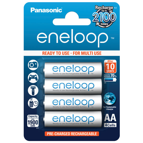 Panasonic eneloop AA genopladelige batterier 2000mah 4 stk.