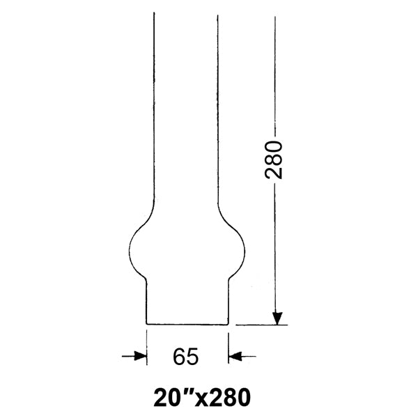 Lampeglas for olie eller el-lamper 65 X 280 mm