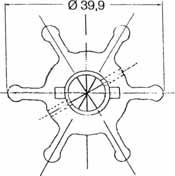 Neoprene inboard impeller pin drive ØA10/H19,2/Ø39,6