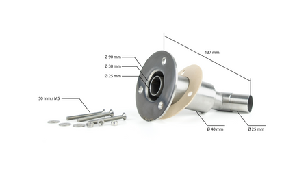 Skroggennemføring 90˚ Ø 24 mm tilslutning AISI 316 - Lang model