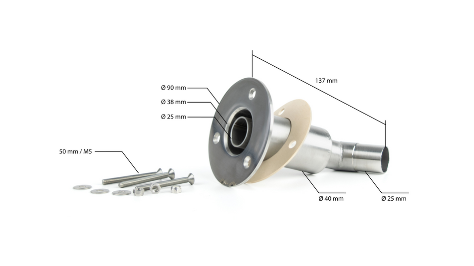 Skroggennemføring 90˚ Ø 24 mm tilslutning AISI 316 - Lang model