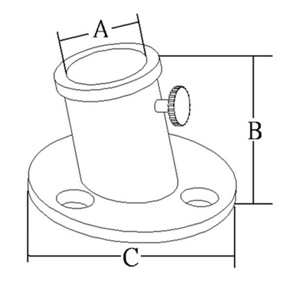 Flagstangsholder rustfrit stål dæksmonteret Ø 25mm