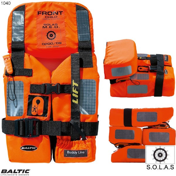 Børne redningsvest SOLAS 2010-BALTIC 1040 5-43 kg. orange 