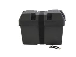 Batteriekasten aus schwarzem Kunststoff mit Riemen