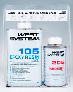 A-pakke: West System Epoxy 105/205 1,2 kg. hurtighærder