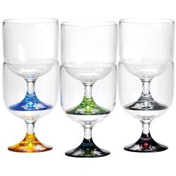 MB Weinglas mit farbigem Boden, stapelbar Ø7 cm 200 ml. 6 Stück.