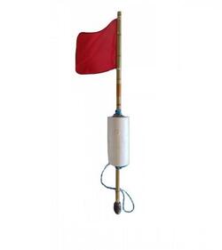 Flagbøje 1,0 m med 1 rødt 25 x 25 cm flag & refleks. Flåd SC 80:3