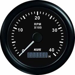 Kus omdr.tæller diesel 0-4000 0.5-250 m/time.sort 12/24v ø85