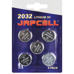 JAPCELL CR2032 LITHIUM BATTERI 3V, 5 STK