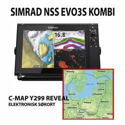 SIMRAD NSS EVO3 Kombi 9" + C-MAP Y299 Danmark-søkort