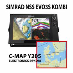 SIMRAD NSS EVO3 Kombi 9" + C-MAP Y205 DK-søkort
