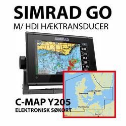 Simrad GO 9" XSE m. 83/200 & 455/800 HDI hæk transducer + CMAP Y205 DK-søkort