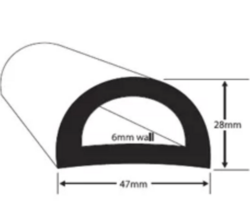 Selbstklebendes D-Profil 21 x 15 mm