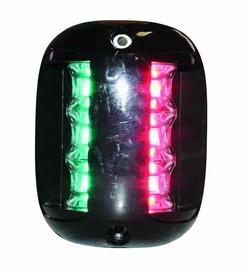 Lalizas LED-Doppellaterne, grün/rot, 12–24 V DC, 2 nm, schwarzes Gehäuse
