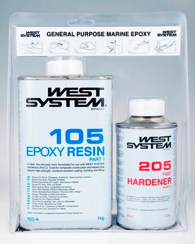 Eine Packung: West System Epoxy 105/205 1,2 kg. schneller Härter