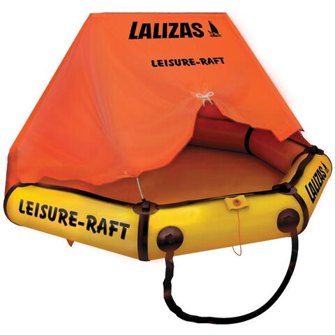 Lalizas Freizeit-Rettungsfloß in einer Tasche für 4 Personen.