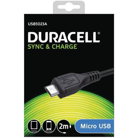 Duracell USB-auf-Micro-USB-Kabel, 2 Meter (Schwarz)