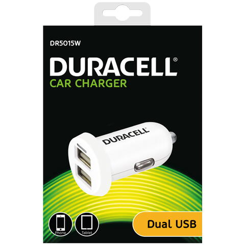Duracell 12/24V Autoladegerät mit 2 x USB, 1x1000mA + 1x2400mA