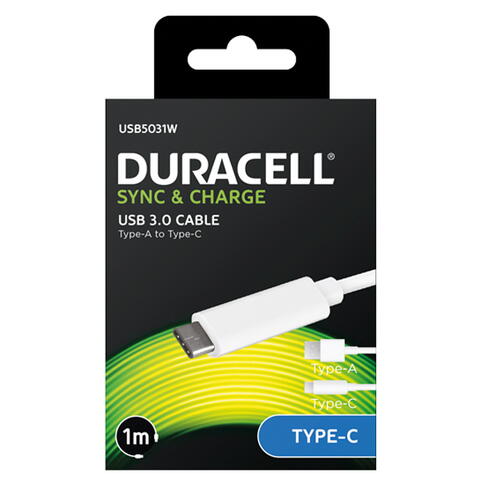 Duracell Sync-/Ladekabel USB auf USB-C Weiß (1 Meter)