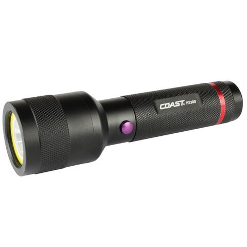 Coast PX300 Handlampe 150L mit UV-Licht, bernsteinfarbene Taschenlampe IPX4 inkl. 3xAA-Batterie
