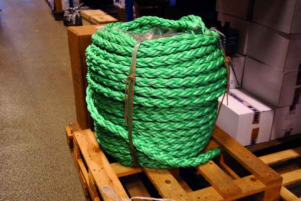 Quadratisch geflochtenes Superflex-Seil mit grüner Öse, 32 mm, 110 Meter
