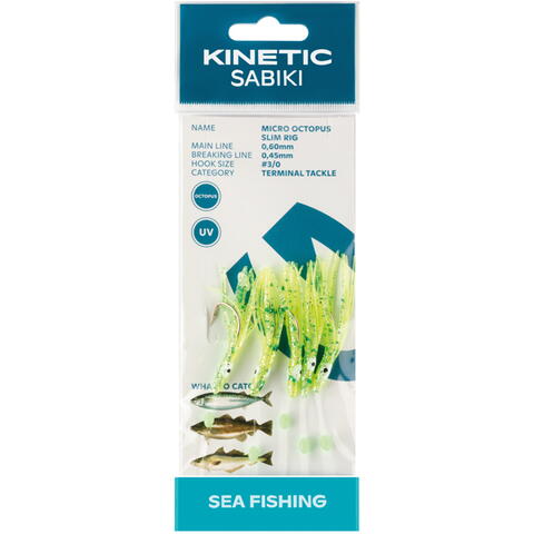 Kinetic Sabiki kleiner Tintenfisch, Makrele/Kabeljau, Grün/Glimmer