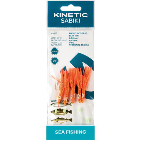 Kinetic Sabiki kleiner Tintenfisch, Makrele/Kabeljau, Orange/Glimmer
