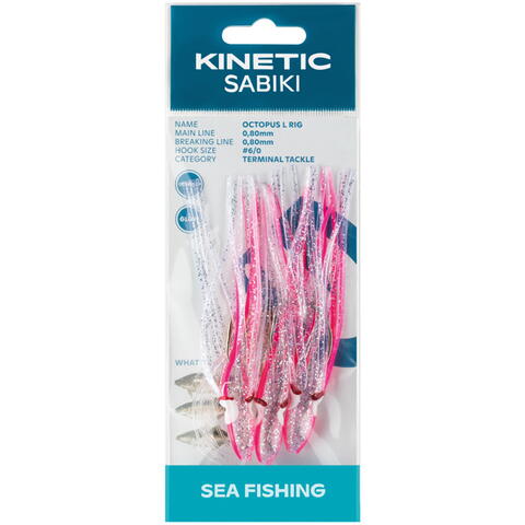 Kinetischer Sabiki-Tintenfisch, Kabeljau/zäh, Rosa/Glitzer