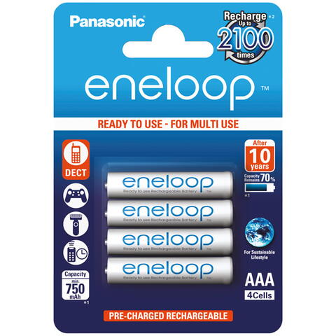 Panasonic eneloop AAA wiederaufladbare Batterien 750 mAh 4 Stk.