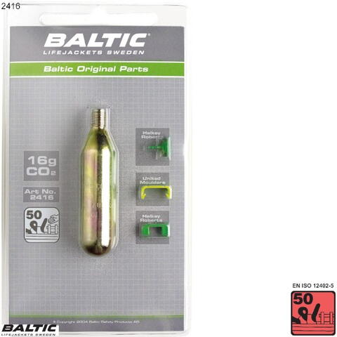CO2 Cylinder 16g. m. clips - BALTIC 2416