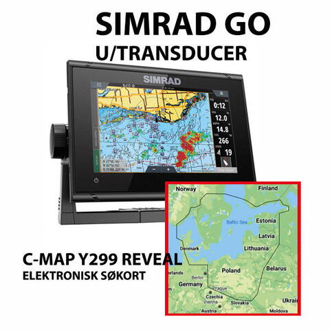 Simrad GO 9" XSE u/ Transducer + C-MAP Y299 Danmark-søkort