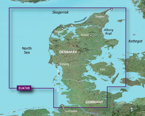 VEU474S-Northern Denmark and the Eider søkort Garmin g3 bluechart