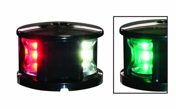 Lalizas LED-Laterne mit 3 Farben, 12–15 V DC, 2 nm, schwarzes Gehäuse