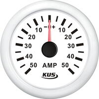 KUS amperemeter hvid, med 50a shunt 12/24v