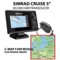SIMRAD CRUISE 5" M. 83/200 Hæktransducer + C-MAP Y299 Danmark-søkort