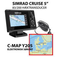 Simrad Cruise 5" m. 83/200 hæktransducer + C-Map Y205 DK-Søkort