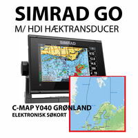 Simrad GO 9" XSE m. 83/200 & 455/800 HDI hæk transducer + CMAP Y040 Grønland-søkort
